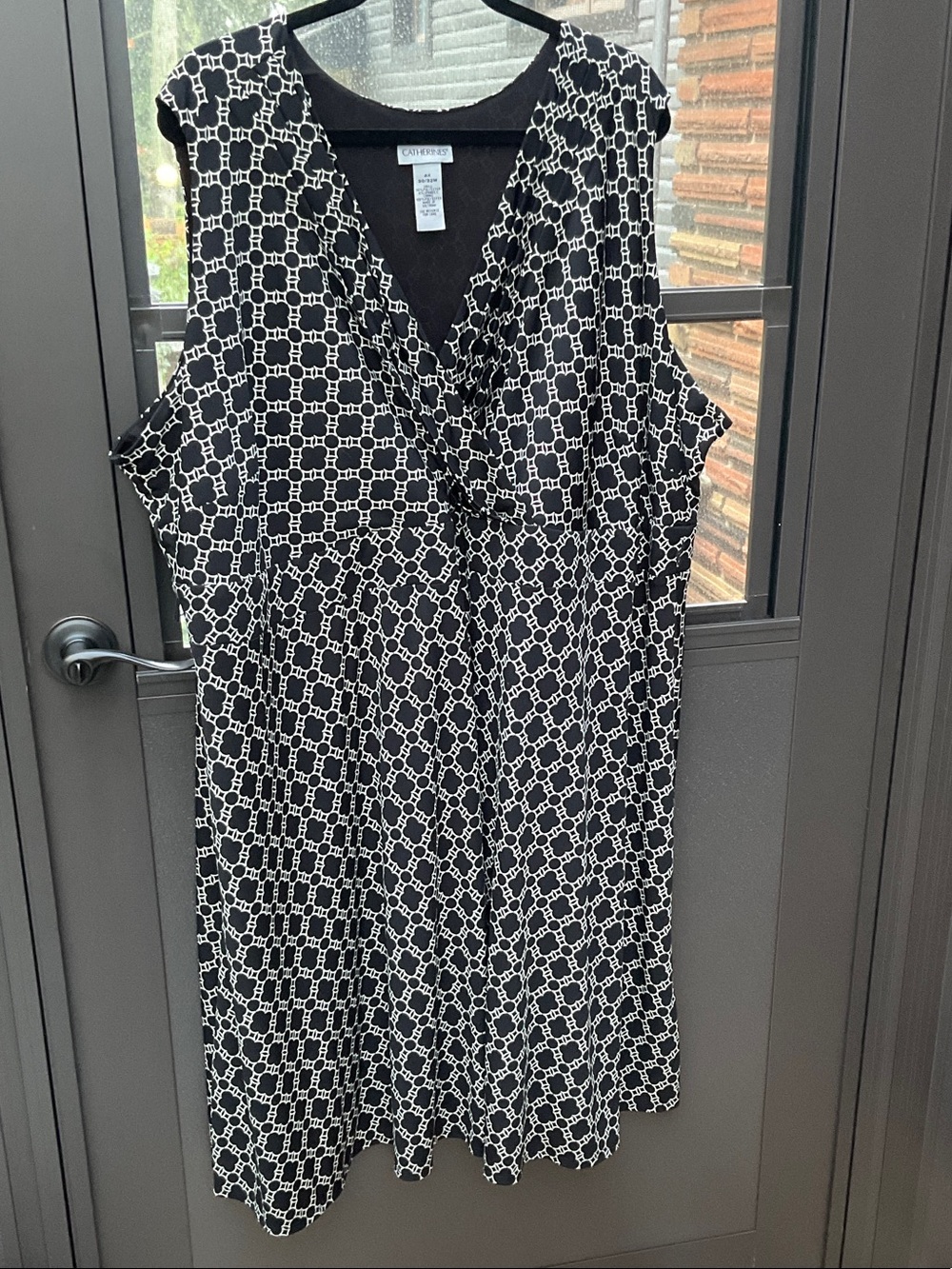 Catherines Black and Cream Geometric Midi Dress